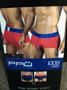 Lot of Two (2) PPU Mens Brief Underwear Blue Stripe Size Small - Picture 1 of 1