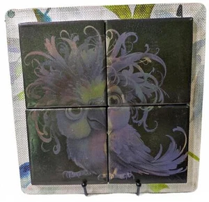 Skurriler Vogel Lasergravur Keramikfliese Kunst 4,25" Stoff gefüttert Display - Bild 1 von 4