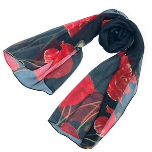 Signare Wandteppich Mohn 100 % reine Seide Schal Damen Luxus Geschenk Accessoire - Bild 1 von 5