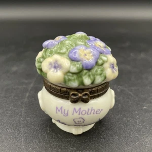 PHB Collection Trinket Box - My Mother My Friend - Violet Pot Porcelain Hinged - Picture 1 of 8