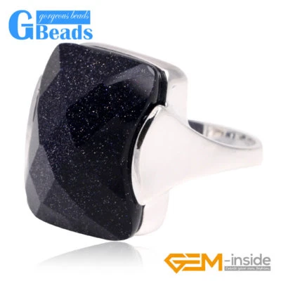 16x19mm Rectangle Stone Tibetan Silver Base Ring Fashion Jewelry Free Shipping - Image 1 of 4