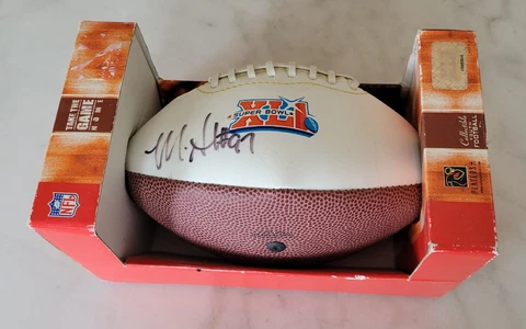 Super Bowl 41 XLI Colts vs Bears Mini NFL Football Signed Bears DL Mark Anderson Cover