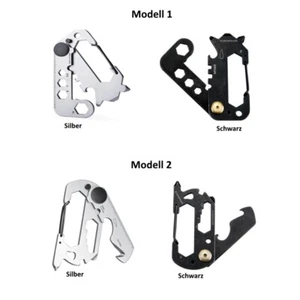 Edelstahl Multitool Schlüsselanhänger Karabiner Werkzeug Outdoor Camping EDC - Bild 1 von 12