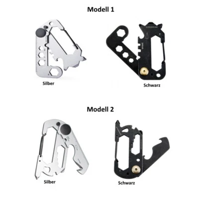 Edelstahl Multitool Schlüsselanhänger Karabiner Werkzeug Outdoor Camping EDC