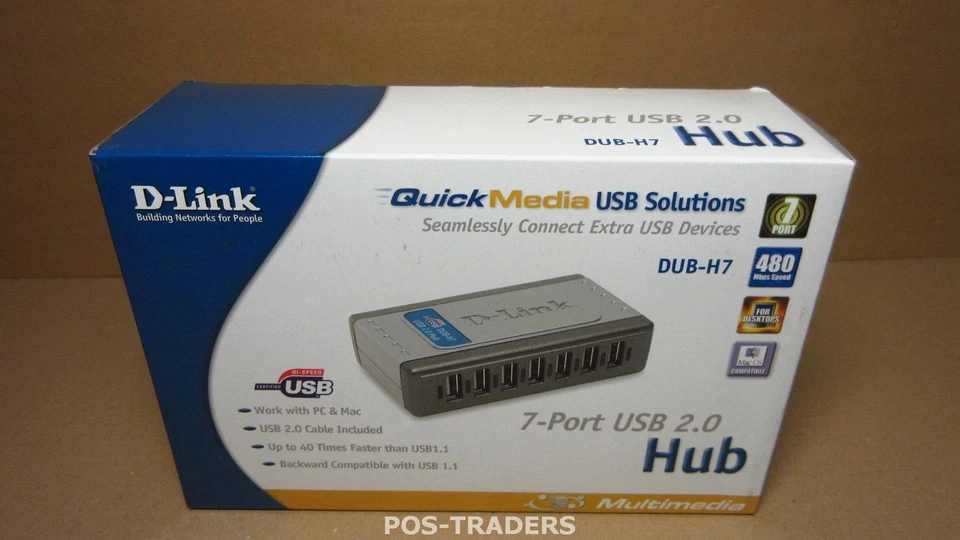 D-Link DUB-H7 High Speed USB2.0 7 Port Powered Hub - DUB-H7 - NEW SEALED BOX - Image 1 of 2
