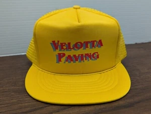 Velotta Paving Mesh Trucker Hat One Size Vintage Yellow Capital - Picture 1 of 5
