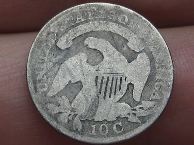 1830 Capped Bust Silver Dime 10 Cent Piece- Large 10C, About Good Details - Image 1 of 3
