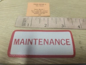 Nos Vintage Bügelbild Abzeichen von Penn Text *Wartung* - Bild 1 von 3