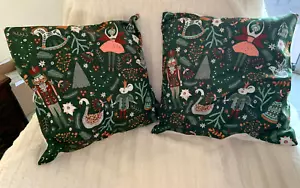 2 Fundas de Almohada de Navidad 18 x18, Tema Cascanueces Navidad Nuevas sin Etiquetas - Imagen 1 de 2