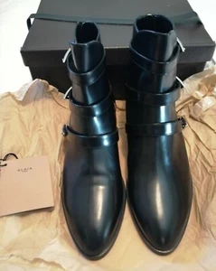 Azzedine Alaia Paris Schnalle Reißverschluss Leder Stiefeletten schwarz UK 8 EU 41 UVP £910 - Bild 1 von 9