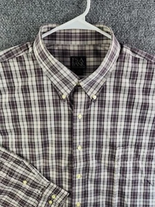 NWD Jos A Bank Travelers Collection Men XXL Brown Plaid Long Sleeve Button Up - Picture 1 of 18