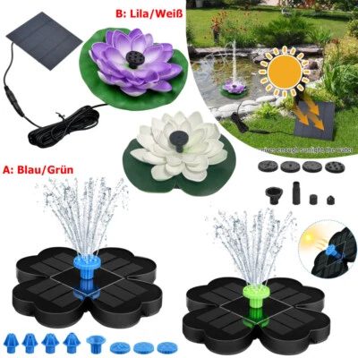 Solarpumpe Springbrunnen Lotus Solar Brunnen Garten Teichpumpe Wasserspiel Akku - Bild 1 von 4