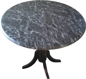 Black Fitted Tablecloth For 36 To 48 Inch Round Tables Marbletop Design - Picture 1 of 3
