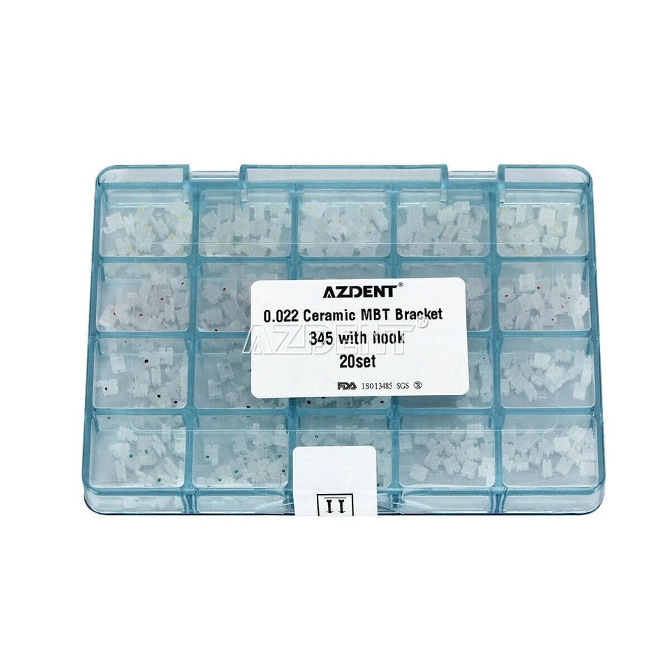 400pcs Dental Orthodontic Ceramic Brackets MBT 022 Hooks 345 Mesh Base AZDENT