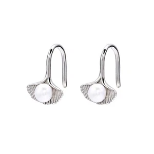 Pendientes de Ginkgo Plata Esterlina 925 Hermosos Perla Biloba Hoja Colgante A1199-S - Imagen 1 de 7