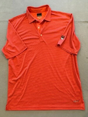 Camisa polo de golf Greg Norman para hombre grande a rayas coralinas brillantes logotipo de zorro con cuello Foto 1 de 4