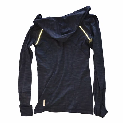 Camisa pulóver con capucha ZELLA, manga larga, cuello en V.  Pequeño a rayas grises para mujer Foto 1 de 4