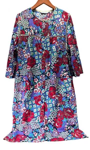 Models Coat Vtg Snap Robe 100% Cotton Colorful Floral Women House Robe Gown XL - Picture 1 of 7