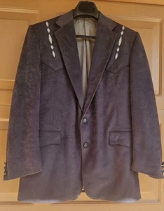 Mens Vintage Pagano West Western Blue Ultrasuede Blazer Suit Coat 44 M - Picture 1 of 9