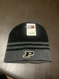 NWT Purdue Boilermakers Striped Winter Beanie Hat Adult Size Gray/Black - Picture 1 of 4