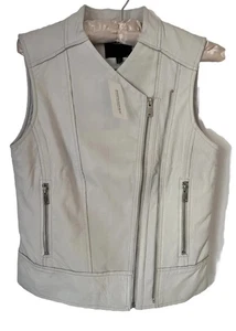 Nuevo $268 Banana Republic 💯 Chaleco Moto Cuero Cordero Cremallera Completa Súper Suave XSmall C37 - Imagen 1 de 11