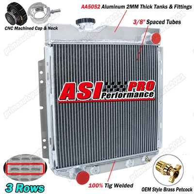 3 Rows Aluminum Radiator For 1961-1965 FORD FALCON RANCHERO MERCURY COMET V8 AT Foto 1 de 4