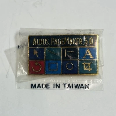 Broche de lapela antigo Aldus PageMaker 5.0 programa de software de computador novo na bolsa - Imagem 1 de 4