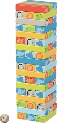 WACKELTURM mit Tiermotiven Geschicklichkeitsspiel Kinderspiel Familienspiel NEU - Bild 1 von 2