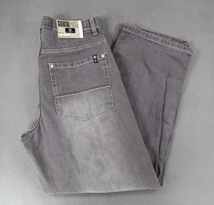 VTG Y2K Southpole Black Tab Jeans Gray Faded Size 36x32 Baggy Wide Leg - Picture 1 of 10