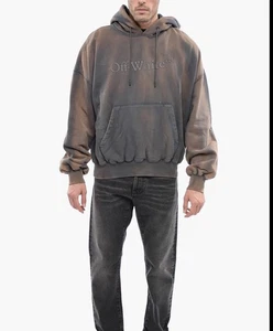 Off-White Laundry Launde Bookish Men Brown Hoodie Medium - Picture 1 of 5