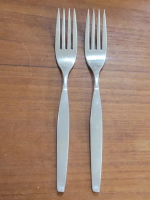 Set Of 2 Oneida USA FROSTFIRE 7 3/4" Dinner Forks Satin Stainless RARE - Image 1 of 4