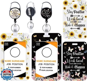 Porta badge ID insegnante retrattile - 2 pezzi ID fiore ispirazione positiva B - Foto 1 di 5