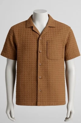 Camisa Forever 21 Textura Hombre Talla M Marrón Abotonada Usada Una Vez 100% Algodón Foto 1 de 2