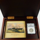 1858 O 50C SS REPUBLIC NGC SHIPWRECK EFFECT BOX W/ LIFT OUT TRAY NO COA C4907