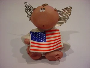 Figurina vintage guance angelo bandiera USA Kirk's Kritters Russ 2001 spedizione gratuita - Foto 1 di 2