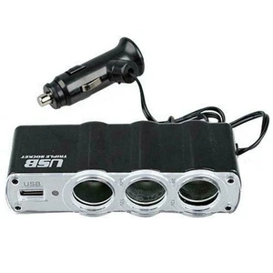 R��partiteur Triple Prise 12V avec Chargeur USB Id��al pour Voiture et Appareils - Photo 1 sur 8