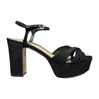 SCHUTZ Keefa Women's Sandals Black Suede Platform Heels Shoes Brazil Size 8.5B - Image 1 of 4