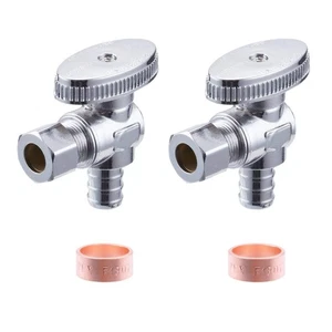 2 Pack Premium Lead-Free Brass 1/2 Inch Pex x 3/8 Inch OD Compression Quarter... - Picture 1 of 7