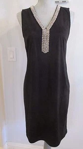 NUEVO CON ETIQUETAS VESTIDO SPENSE TALLA 8,10 Y 12 NEGRO GAMUZA IMITADA CAMBIO CON ESCOTE DE JOYA - Imagen 1 de 11