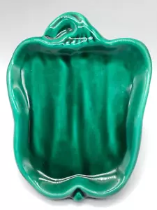 Vallauris Ceramic Bell Pepper Shaped Dish Appetizer/Butter, Green, France, 6.75” - Picture 1 of 5