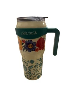 The Pioneer Woman 40 oz Bicchiere in acciaio inox con fiori brillanti, bianco acqua - Foto 1 di 3
