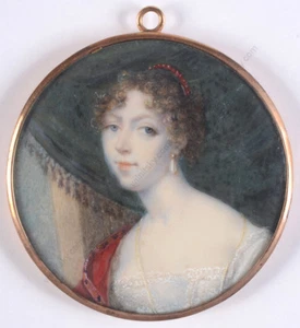 "Portrait of S.B.", French fine miniature, ca. 1815 - Picture 1 of 5