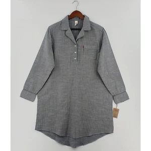 Pigiama lungo Levis camicia donna grande scuro a righe chambray cabina core cottage - Foto 1 di 16