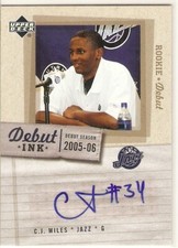 C.J. MILES AUTOGRAPH 2005-06 UPPER DECK ROOKIE DEBUT INK UTAH JAZZ AUTO