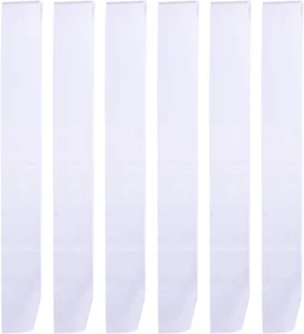 6 Stück Blanko Satin Schärpe Weiß Festzüge Schärpe Blanko Satin Schärpe Uni Schärpen.. - Bild 1 von 12