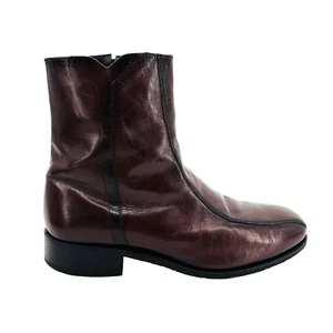 Mens 9 3E Extra Wide Florsheim Duke Side Zip Brown Leather Boots 11087 Beatle - Picture 1 of 12
