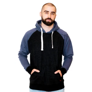 Canadian Collective Herren zweifarbiger Hoodie extra warm Fleece, klein, schwarz & blau - Bild 1 von 7