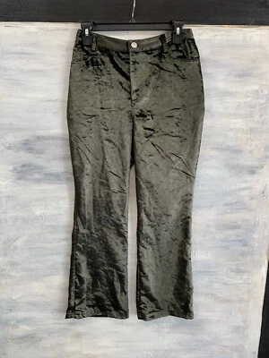 NEW! OPENING CEREMONY Crushed Velvet Crop Flare Pants, 2 - Surplus Green - $425 - Image 1 of 4