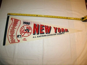 New York Yankees 1980 A.L. Eastern Division Champs Full Size Orig Pennant Roster - Picture 1 of 3