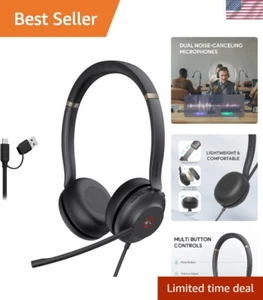 Professional USB Headset with Noise-Cancelling Mic | Teams Certified, USB-C & A - Picture 1 of 8